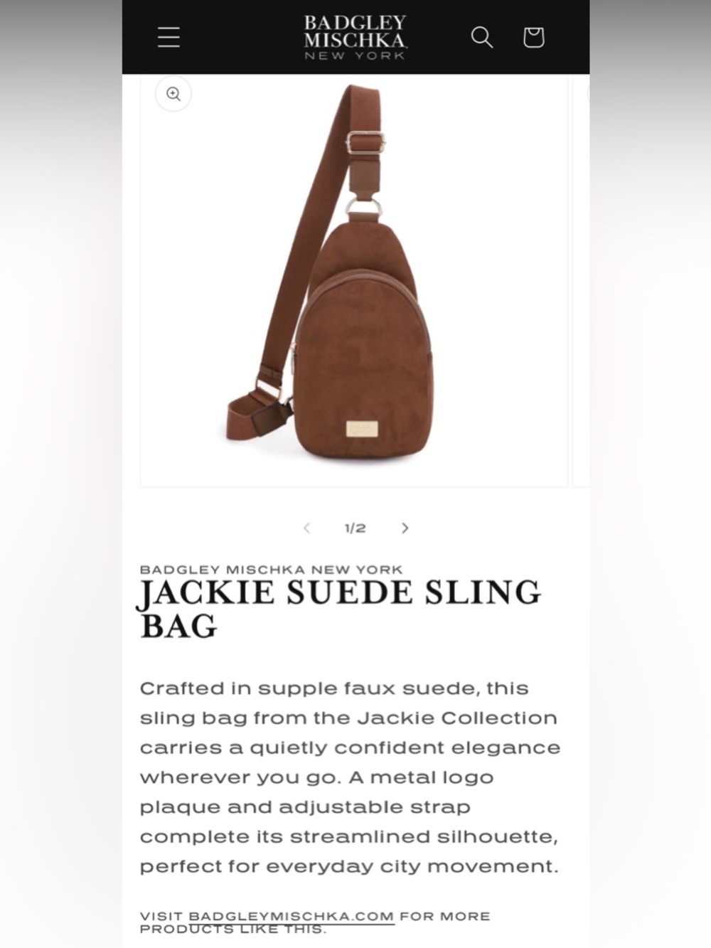 Badgley Mischka : (Jackie) Brown Suede Sling Belt Bag NWT